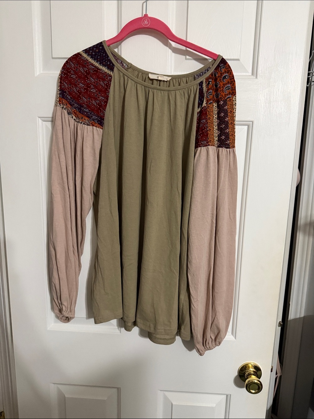 easel Olive and Blush Patchwork Boho Tunic